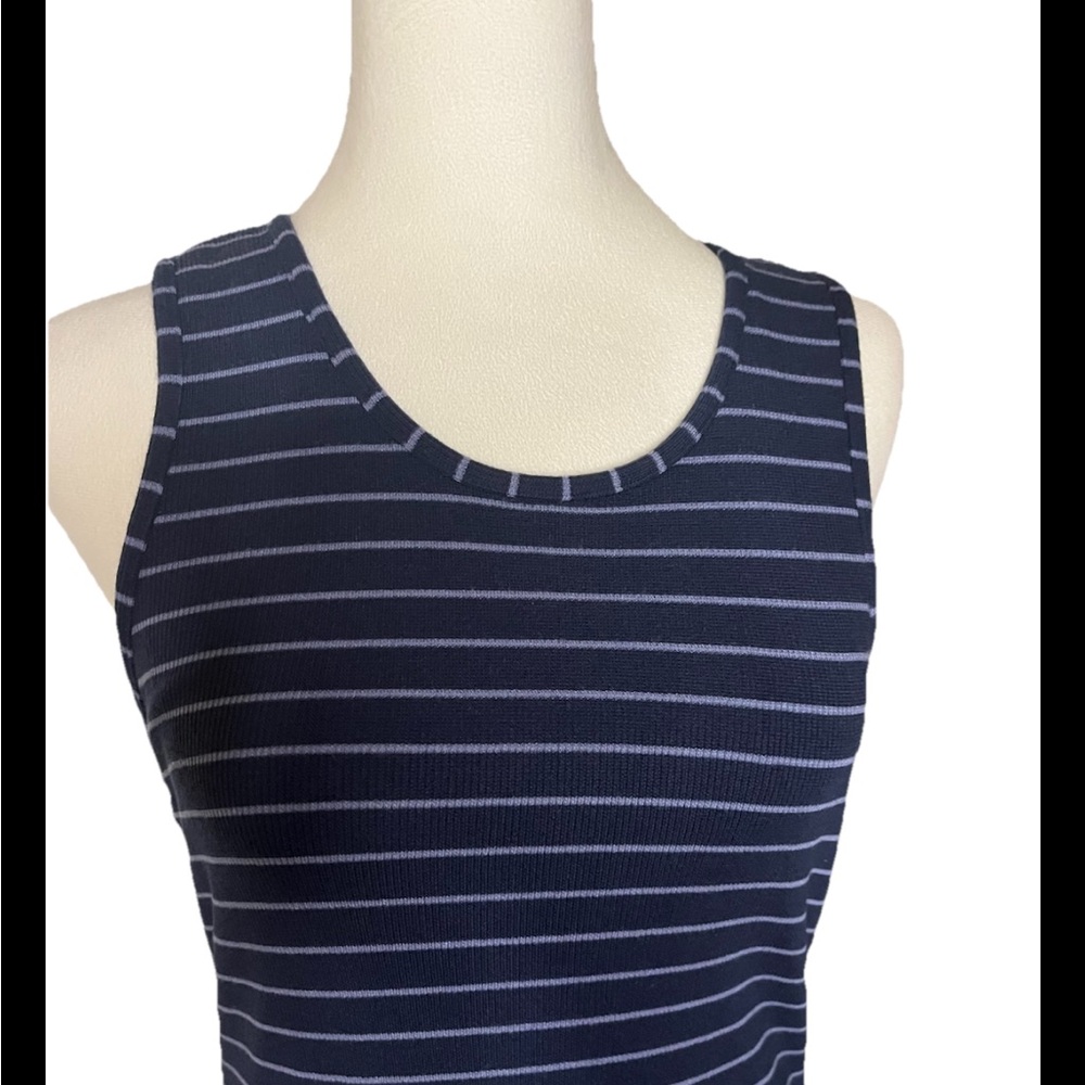 Marine Layer Lexi Daytime Stretch Midi Dress Blue Striped Med - Picture 4 of 6